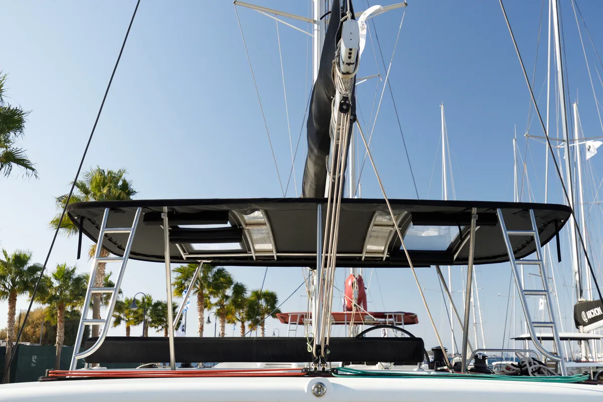 Deck of Greis, a Lagoon 450 Fly catamaran at Kos, Greece