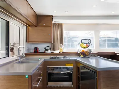 Galley of Greis, a Lagoon 450 Fly catamaran at Kos, Greece