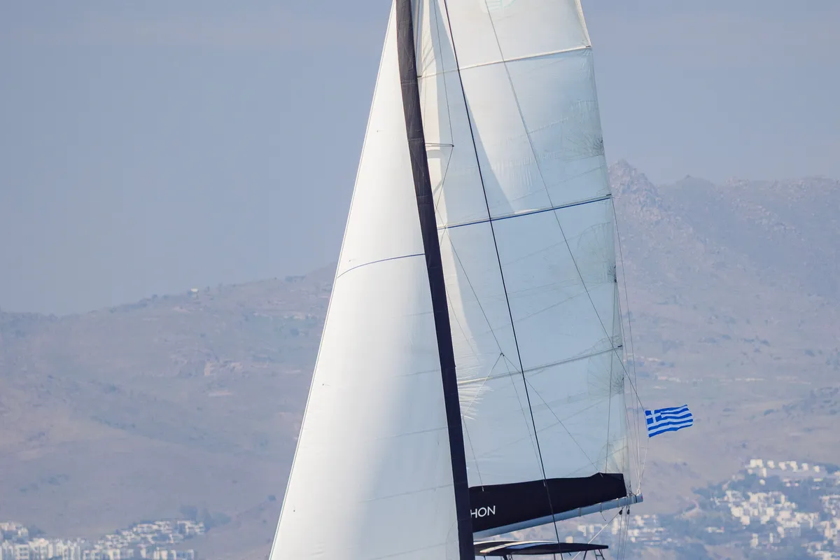 Deck of Greis, a Lagoon 450 Fly catamaran at Kos, Greece
