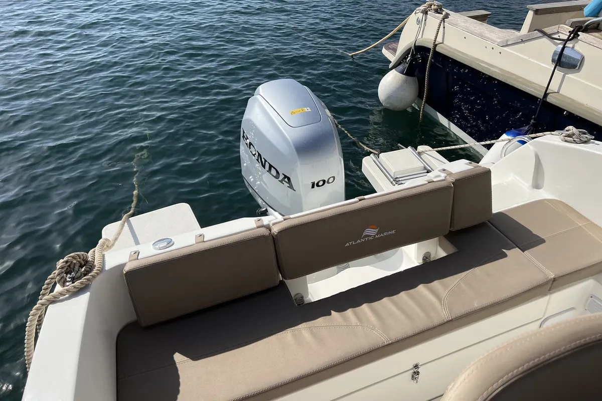 Deck of Atlantic Marine 530 - white, a Atlantic Marine 530 motorboat at Pirovac, Croatia