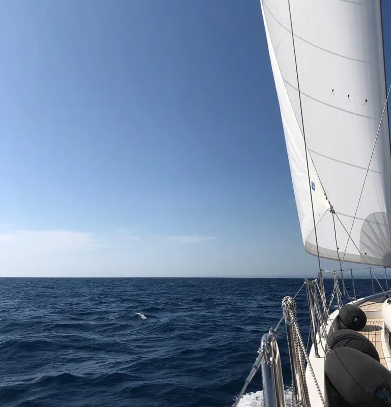 Deck of White Bird , a Beneteau Oceanis Yacht 54 sailboat at Općina Rogoznica, Croatia