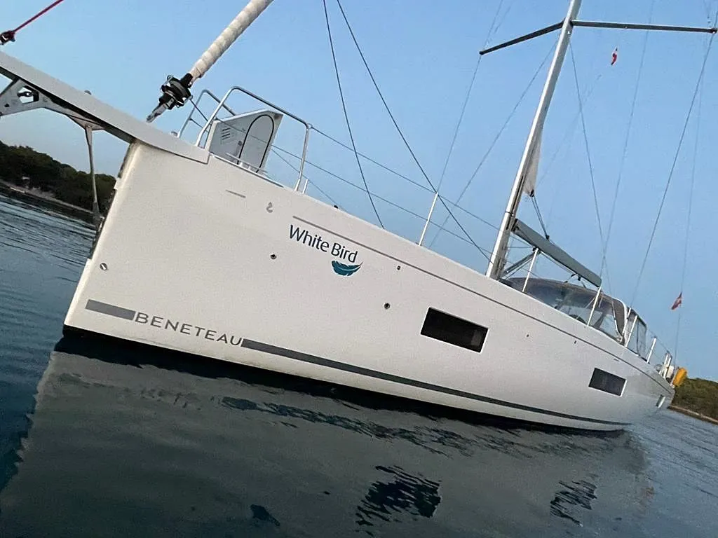 Exterior view of White Bird , a Beneteau Oceanis Yacht 54 sailboat at Općina Rogoznica, Croatia