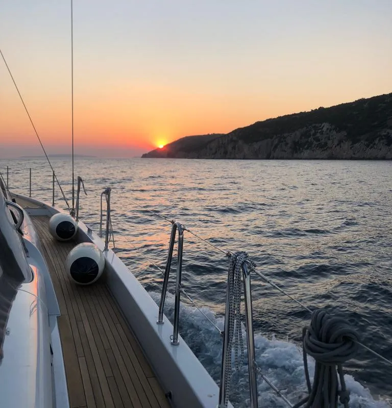 Deck of White Bird , a Beneteau Oceanis Yacht 54 sailboat at Općina Rogoznica, Croatia