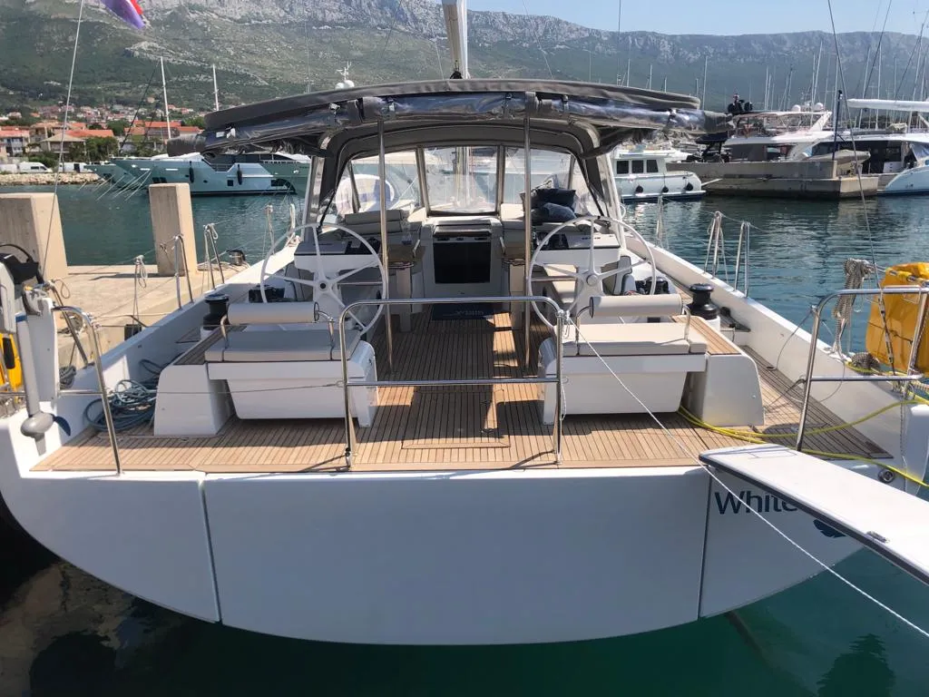 Exterior view of White Bird , a Beneteau Oceanis Yacht 54 sailboat at Općina Rogoznica, Croatia