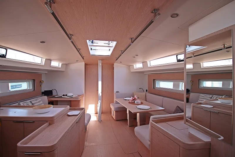 Salon of White Bird , a Beneteau Oceanis Yacht 54 sailboat at Općina Rogoznica, Croatia