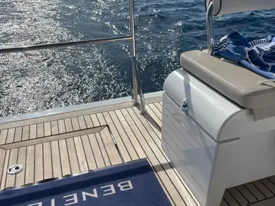 Deck of White Bird , a Beneteau Oceanis Yacht 54 sailboat at Općina Rogoznica, Croatia