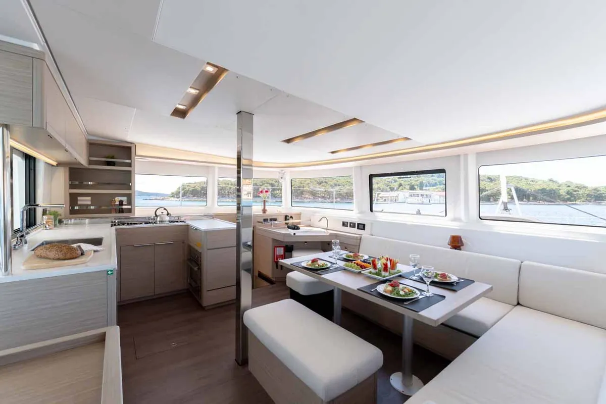 Galley of Mare Azul, a Lagoon 46 catamaran at Grad Šibenik, Croatia