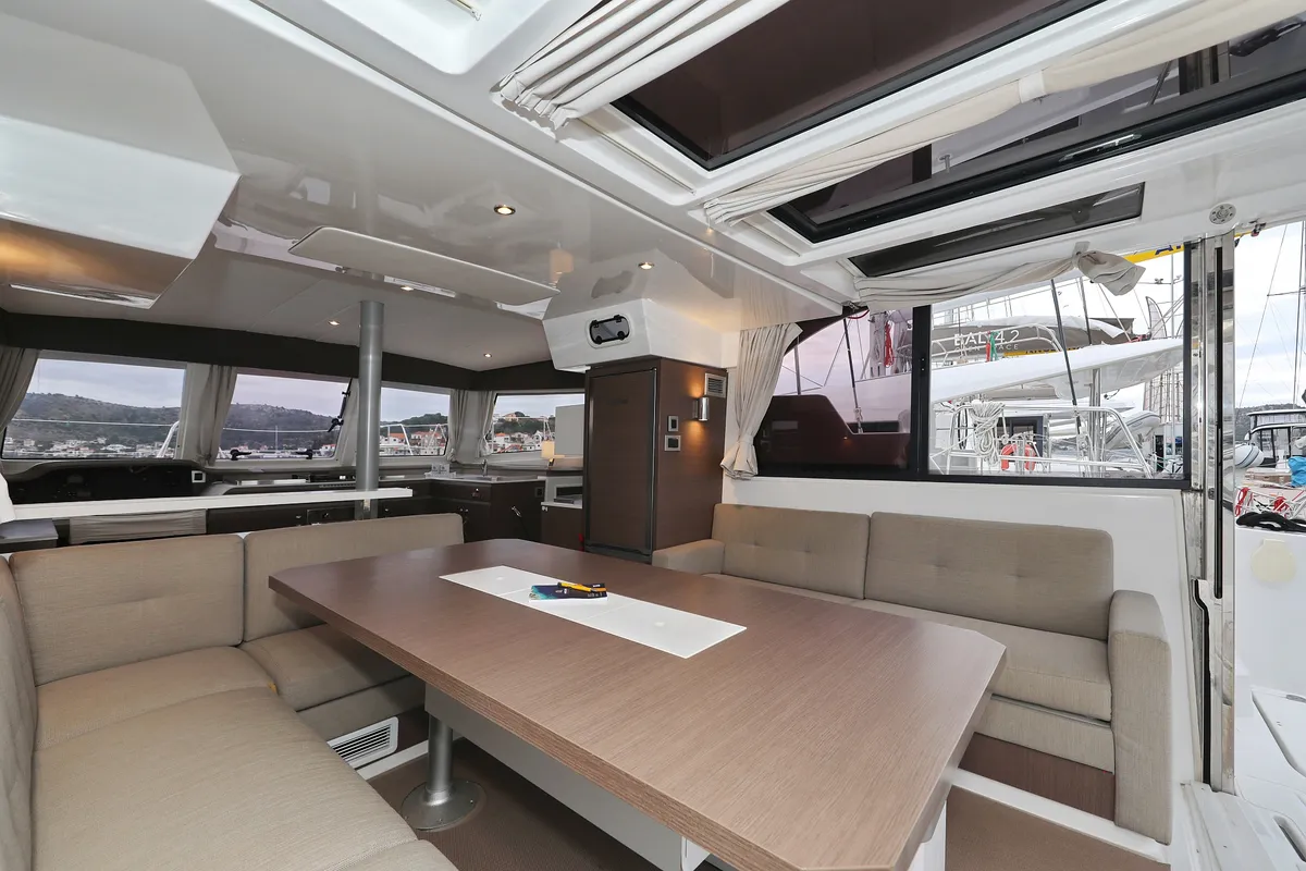Salon of Queen Bee, a Bali Catspace catamaran at Općina Rogoznica, Croatia