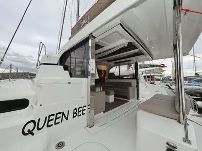 Deck of Queen Bee, a Bali Catspace catamaran at Općina Rogoznica, Croatia