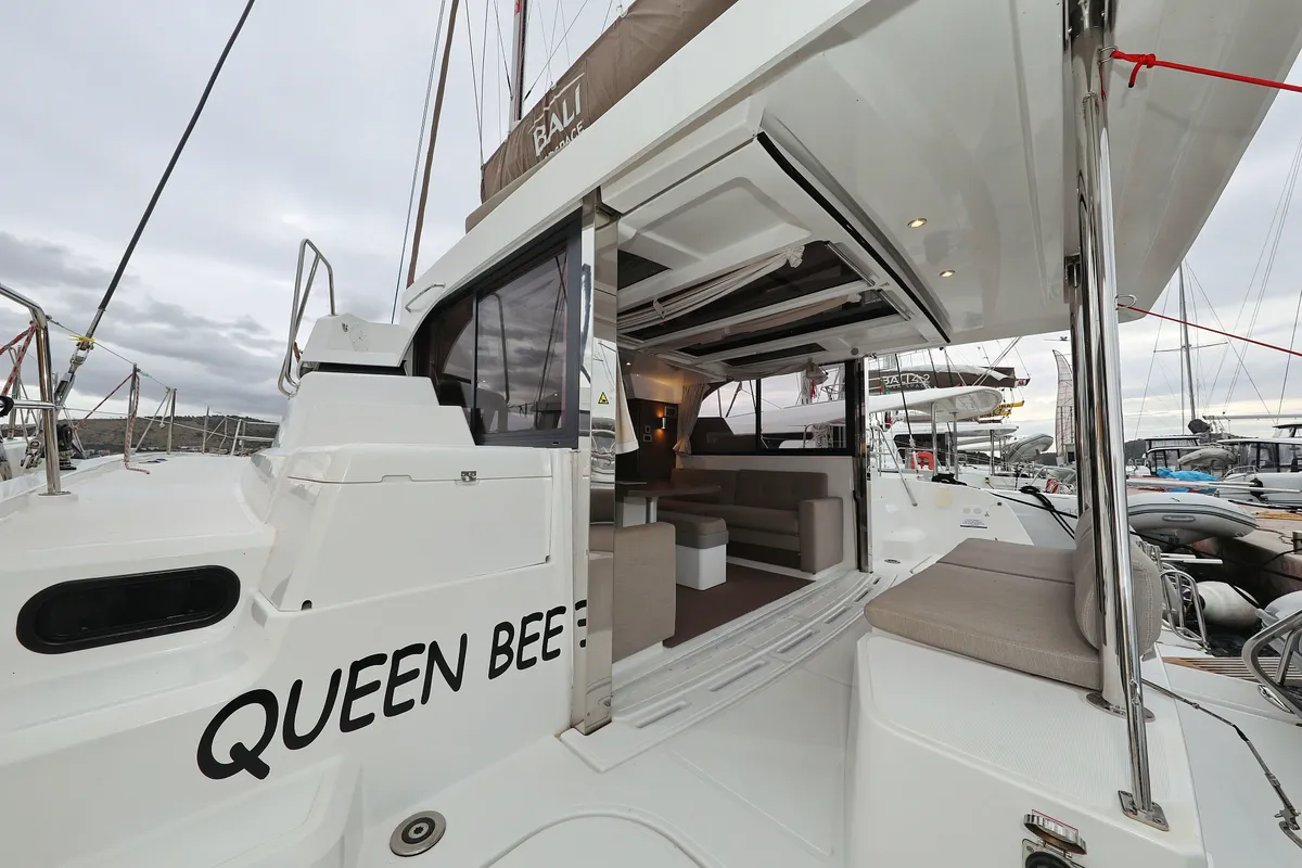 Deck of Queen Bee, a Bali Catspace catamaran at Općina Rogoznica, Croatia