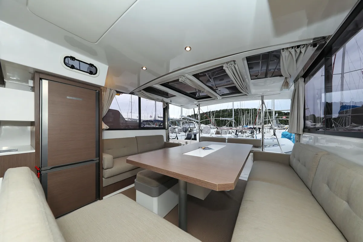 Salon of Queen Bee, a Bali Catspace catamaran at Općina Rogoznica, Croatia