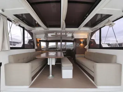 Salon of Queen Bee, a Bali Catspace catamaran at Općina Rogoznica, Croatia