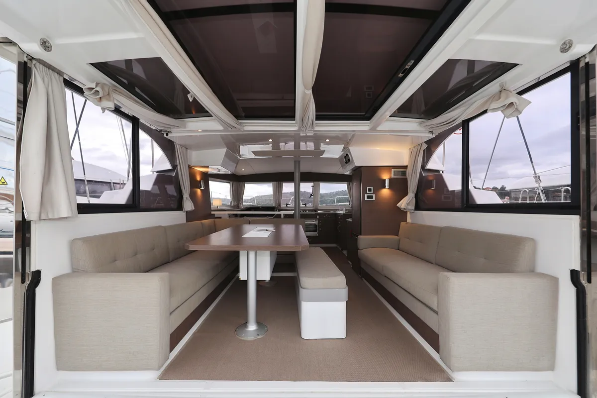 Salon of Queen Bee, a Bali Catspace catamaran at Općina Rogoznica, Croatia