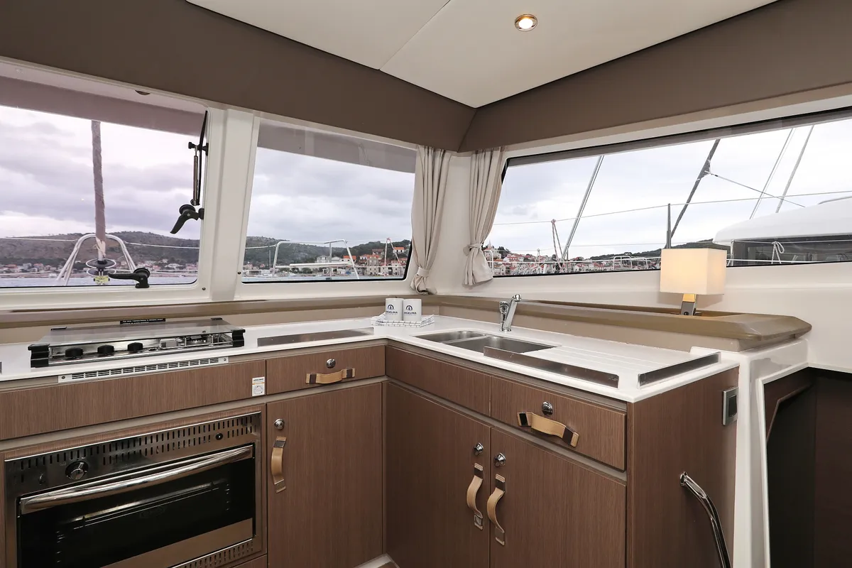 Galley of Queen Bee, a Bali Catspace catamaran at Općina Rogoznica, Croatia