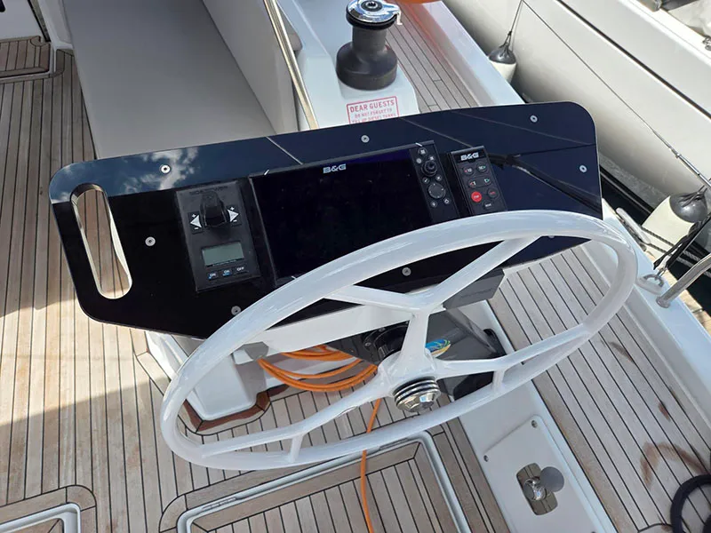 Cockpit of Vera, a Dufour 44 sailboat at Grad Šibenik, Croatia
