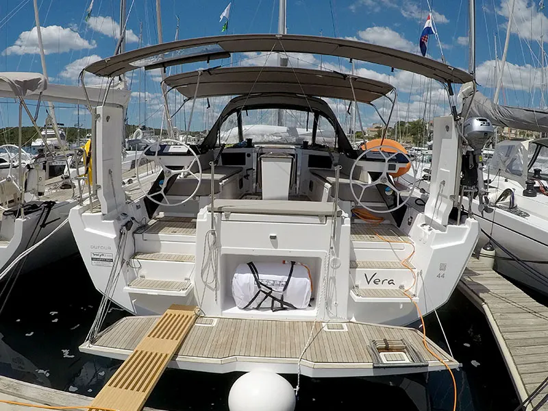 Deck of Vera, a Dufour 44 sailboat at Grad Šibenik, Croatia