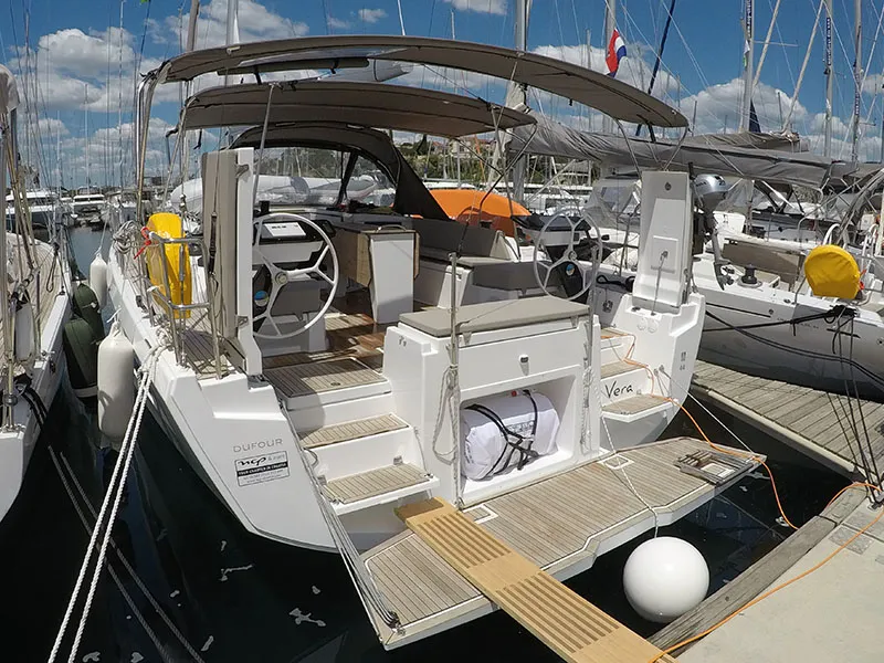 Deck of Vera, a Dufour 44 sailboat at Grad Šibenik, Croatia