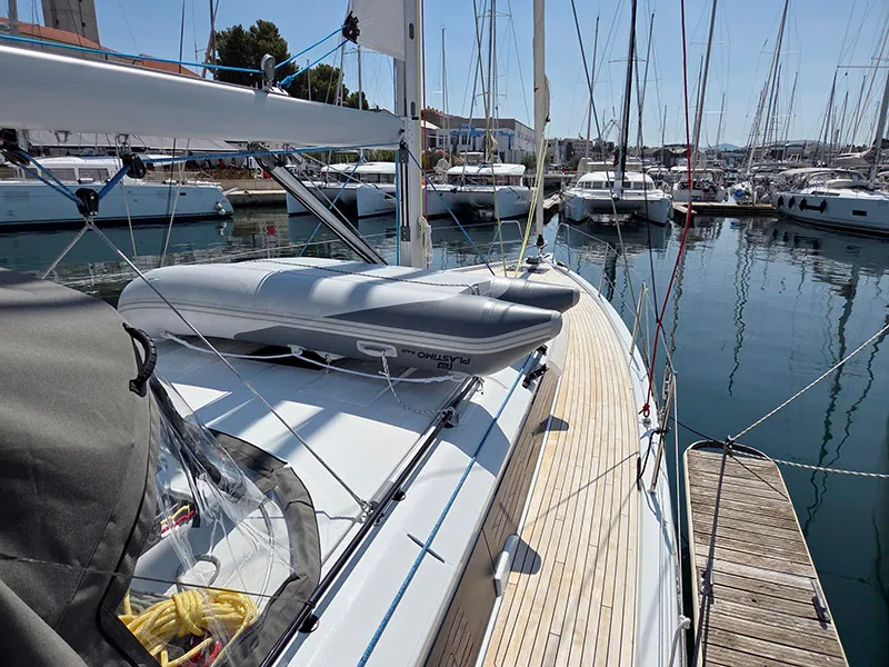 Deck of Vera, a Dufour 44 sailboat at Grad Šibenik, Croatia