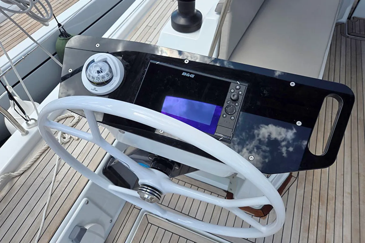 Cockpit of Vera, a Dufour 44 sailboat at Grad Šibenik, Croatia