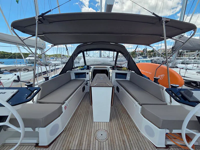 Deck of Vera, a Dufour 44 sailboat at Grad Šibenik, Croatia