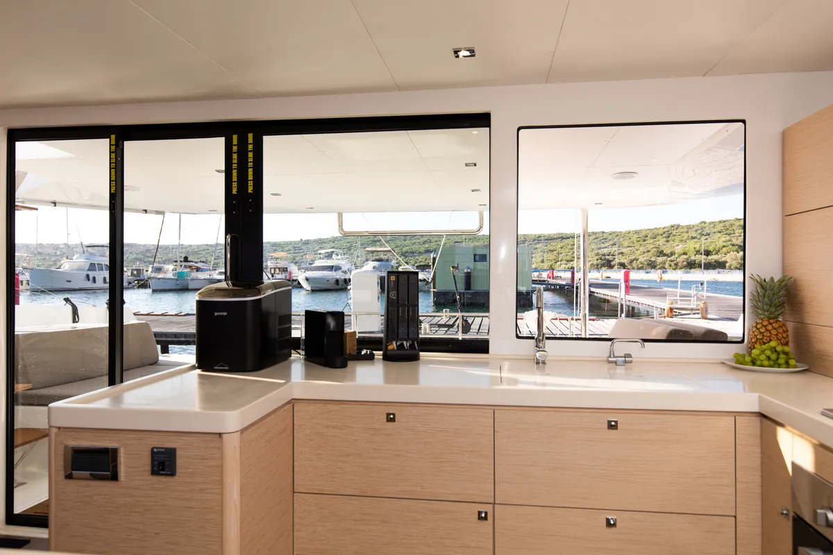 Galley of Catamarino, a Dufour 48 Catamaran catamaran at Primošten, Croatia