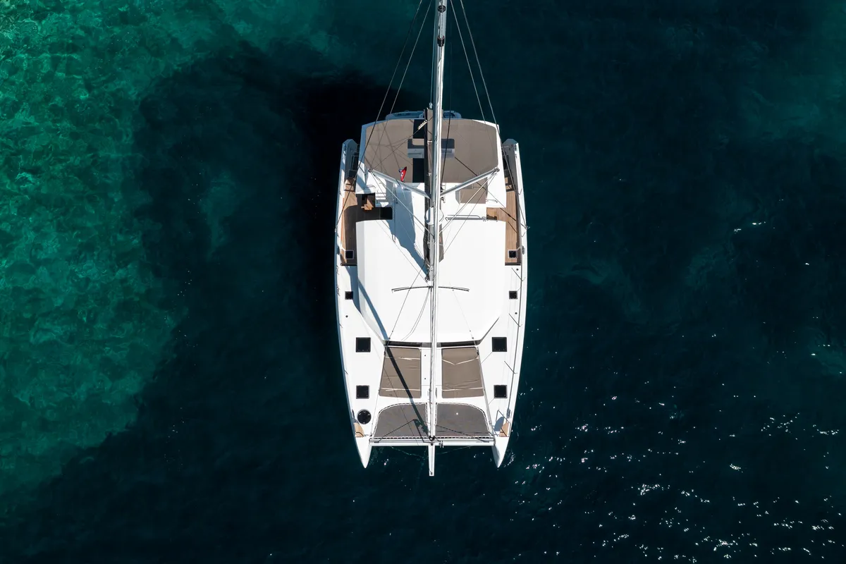 Exterior view of Catamarino, a Dufour 48 Catamaran catamaran at Primošten, Croatia