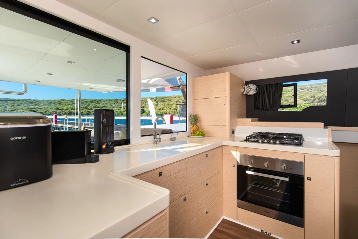 Galley of Catamarino, a Dufour 48 Catamaran catamaran at Primošten, Croatia