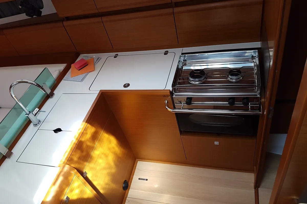 Galley of Jazz, a Jeanneau Sun Odyssey 419 sailboat at Općina Sukošan, Croatia