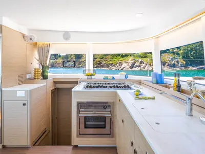 Galley of Liberty, a Lagoon 43 catamaran at Lavreotiki Municipal Unit, Greece