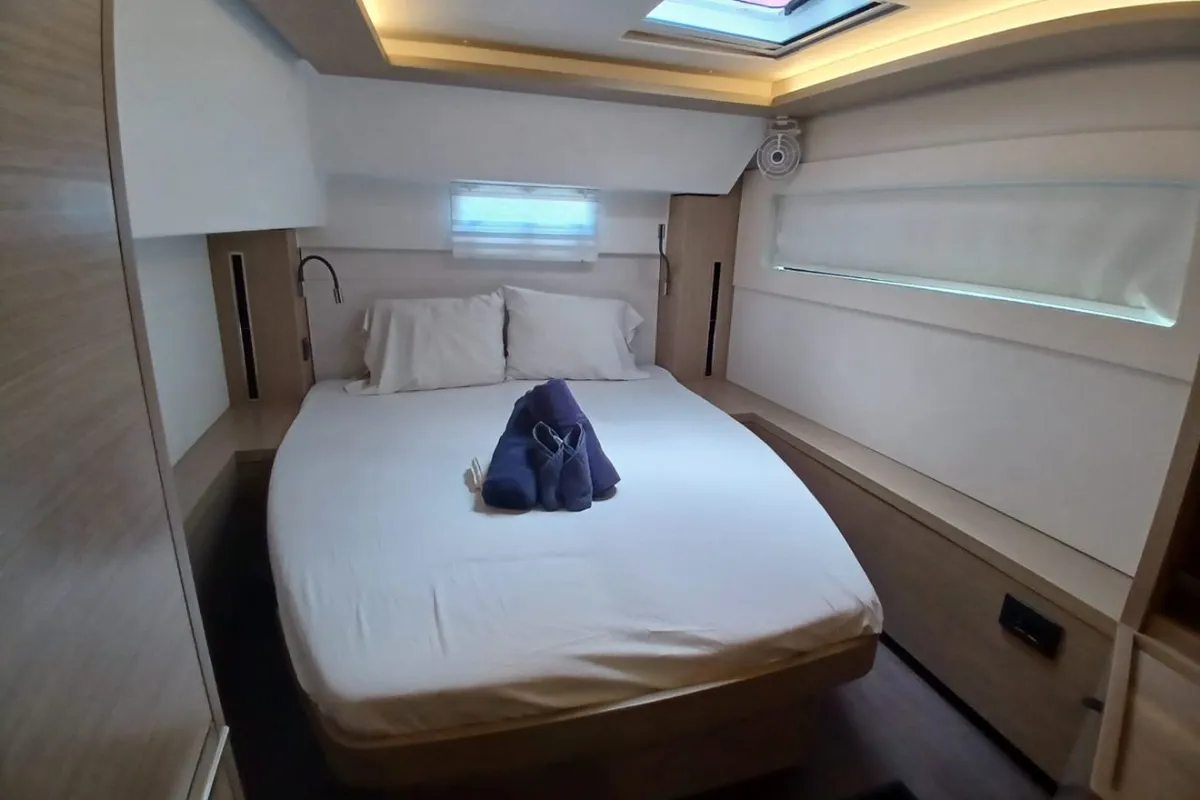 Cabin on Lagoon 46, a catamaran at Central Abaco, Bahamas