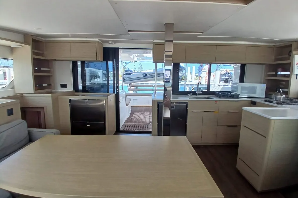 Galley of Lagoon 46, a catamaran at Central Abaco, Bahamas