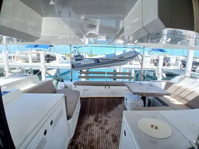 Deck of Lagoon 46, a catamaran at Central Abaco, Bahamas