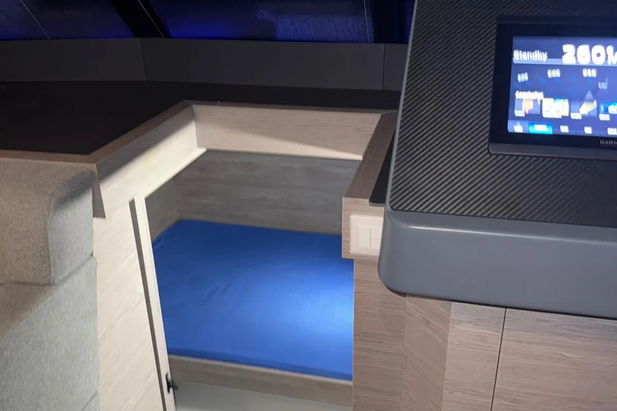 Cabin on Mamma Mia, a Fountaine Pajot MY6 catamaran at Palma de Mallorca, Spain