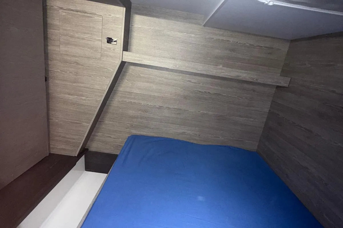 Cabin on Mamma Mia, a Fountaine Pajot MY6 catamaran at Palma de Mallorca, Spain