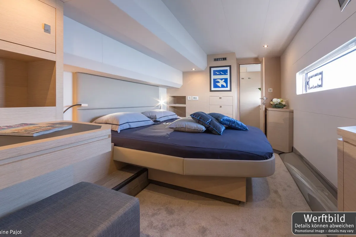 Cabin on Mamma Mia, a Fountaine Pajot MY6 catamaran at Palma de Mallorca, Spain