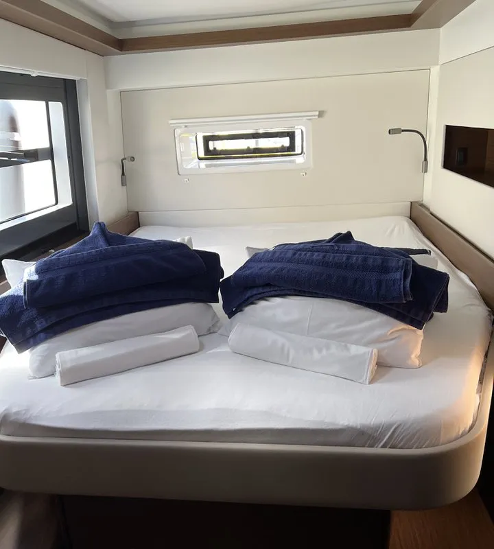 Cabin on Dream (cat), a Nautitech 46 Open catamaran at Split, Croatia