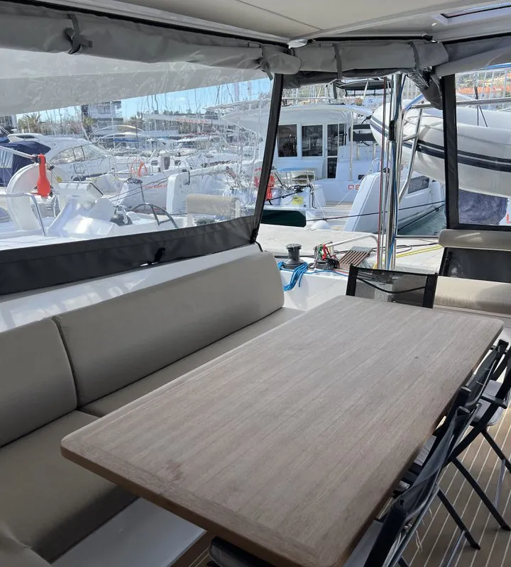 Deck of Dream (cat), a Nautitech 46 Open catamaran at Split, Croatia