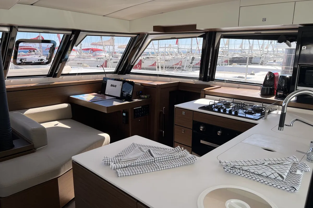 Galley of Dream (cat), a Nautitech 46 Open catamaran at Split, Croatia