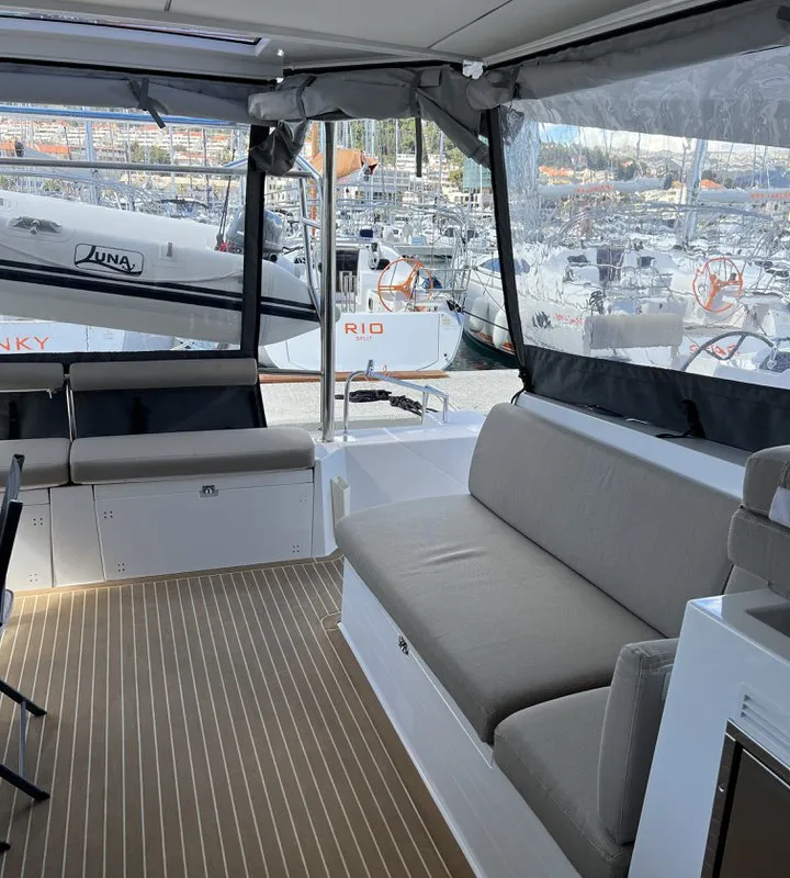 Deck of Dream (cat), a Nautitech 46 Open catamaran at Split, Croatia