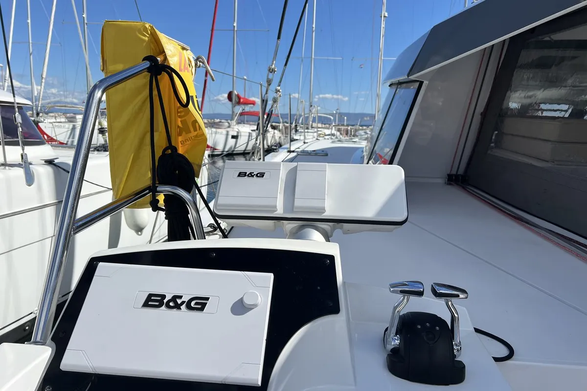 Cockpit of Dream (cat), a Nautitech 46 Open catamaran at Split, Croatia