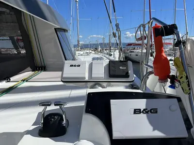 Cockpit of Dream (cat), a Nautitech 46 Open catamaran at Split, Croatia