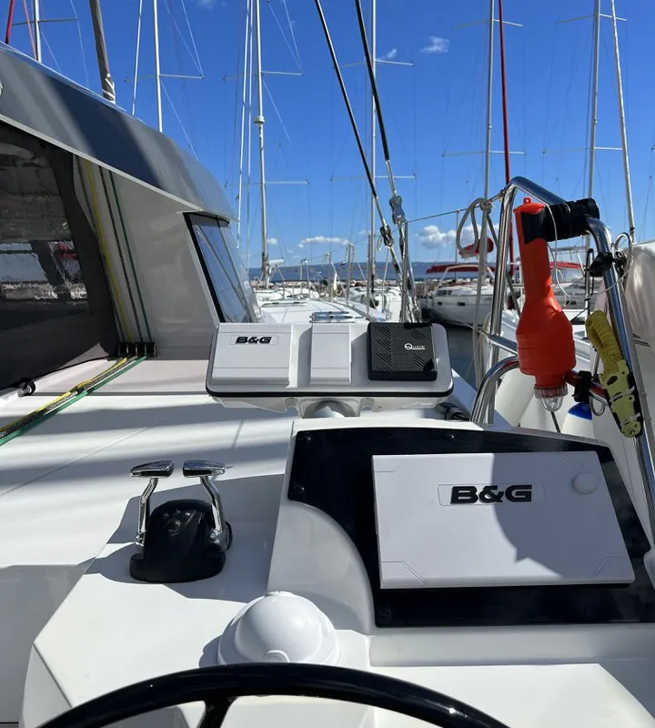Cockpit of Dream (cat), a Nautitech 46 Open catamaran at Split, Croatia