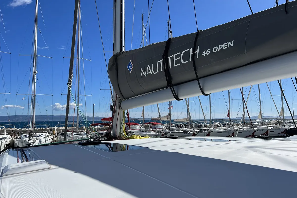 Deck of Dream (cat), a Nautitech 46 Open catamaran at Split, Croatia