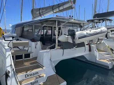 Deck of Dream (cat), a Nautitech 46 Open catamaran at Split, Croatia