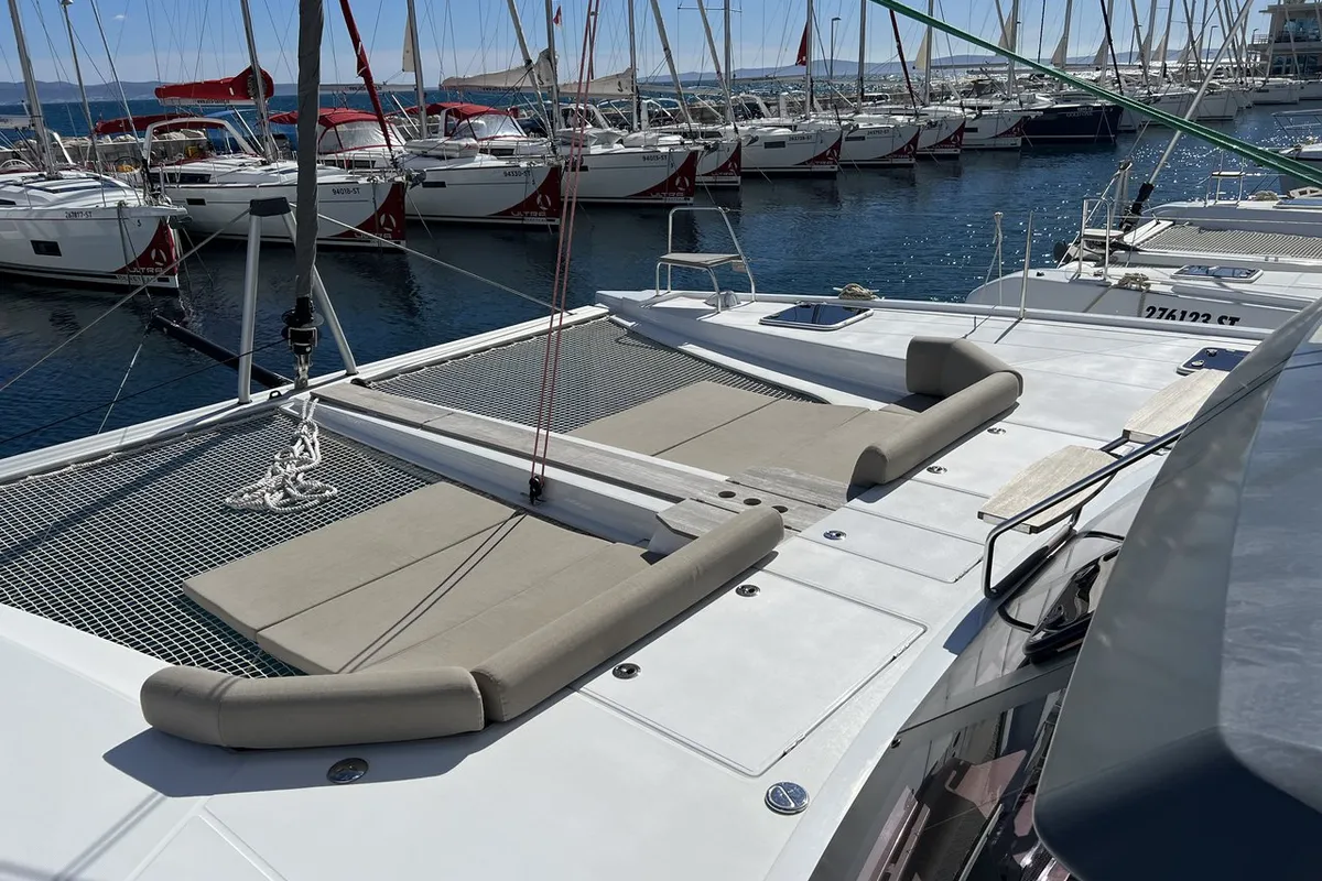Deck of Dream (cat), a Nautitech 46 Open catamaran at Split, Croatia