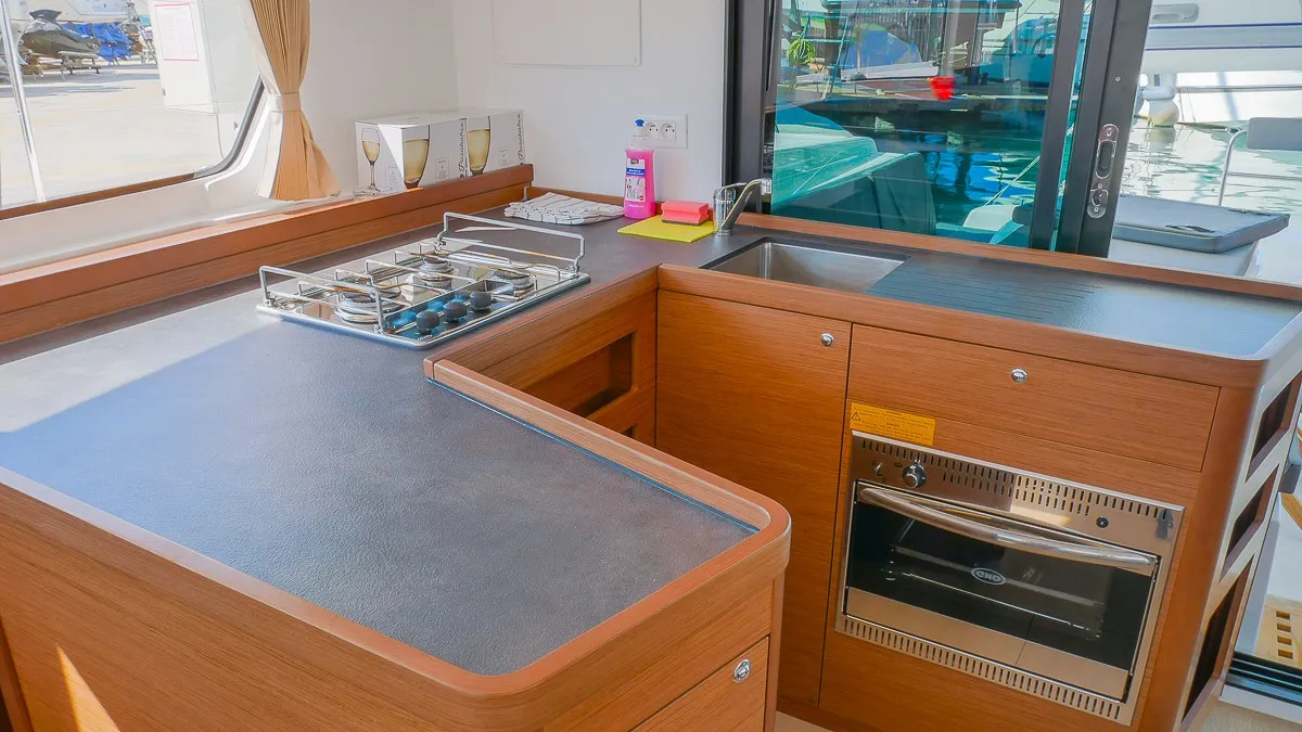 Galley of Sea Voyager, a Lagoon 42 catamaran at Split, Croatia