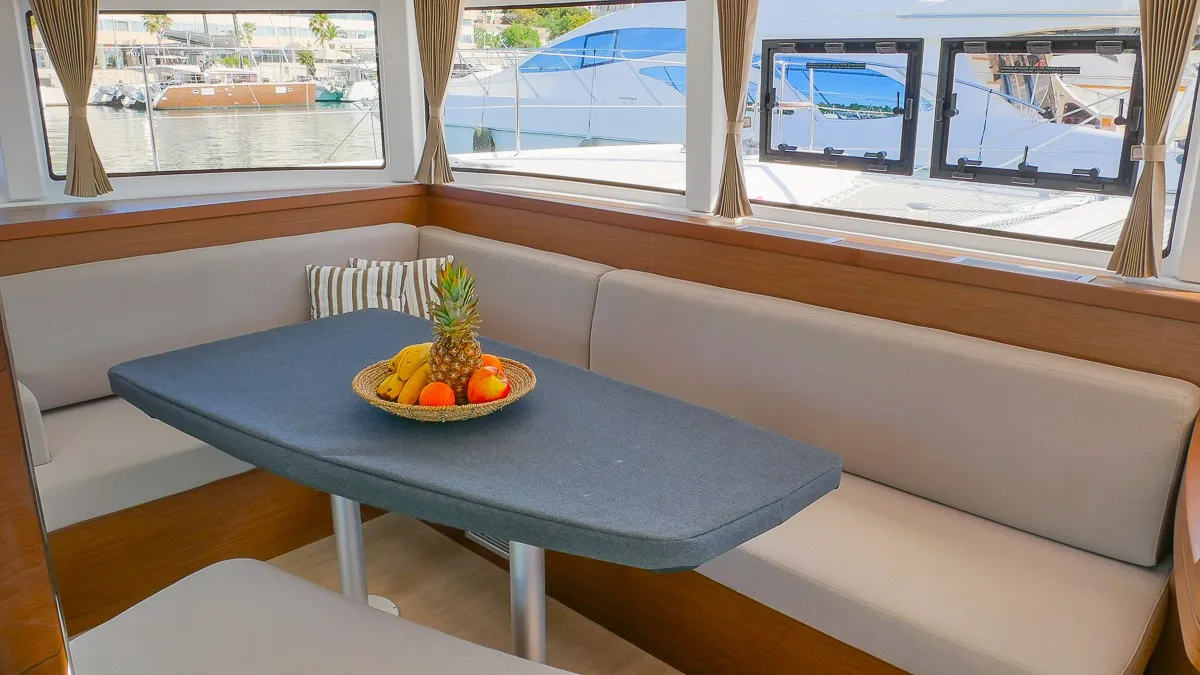 Salon of Sea Voyager, a Lagoon 42 catamaran at Split, Croatia
