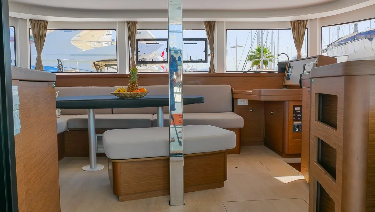 Salon of Sea Voyager, a Lagoon 42 catamaran at Split, Croatia