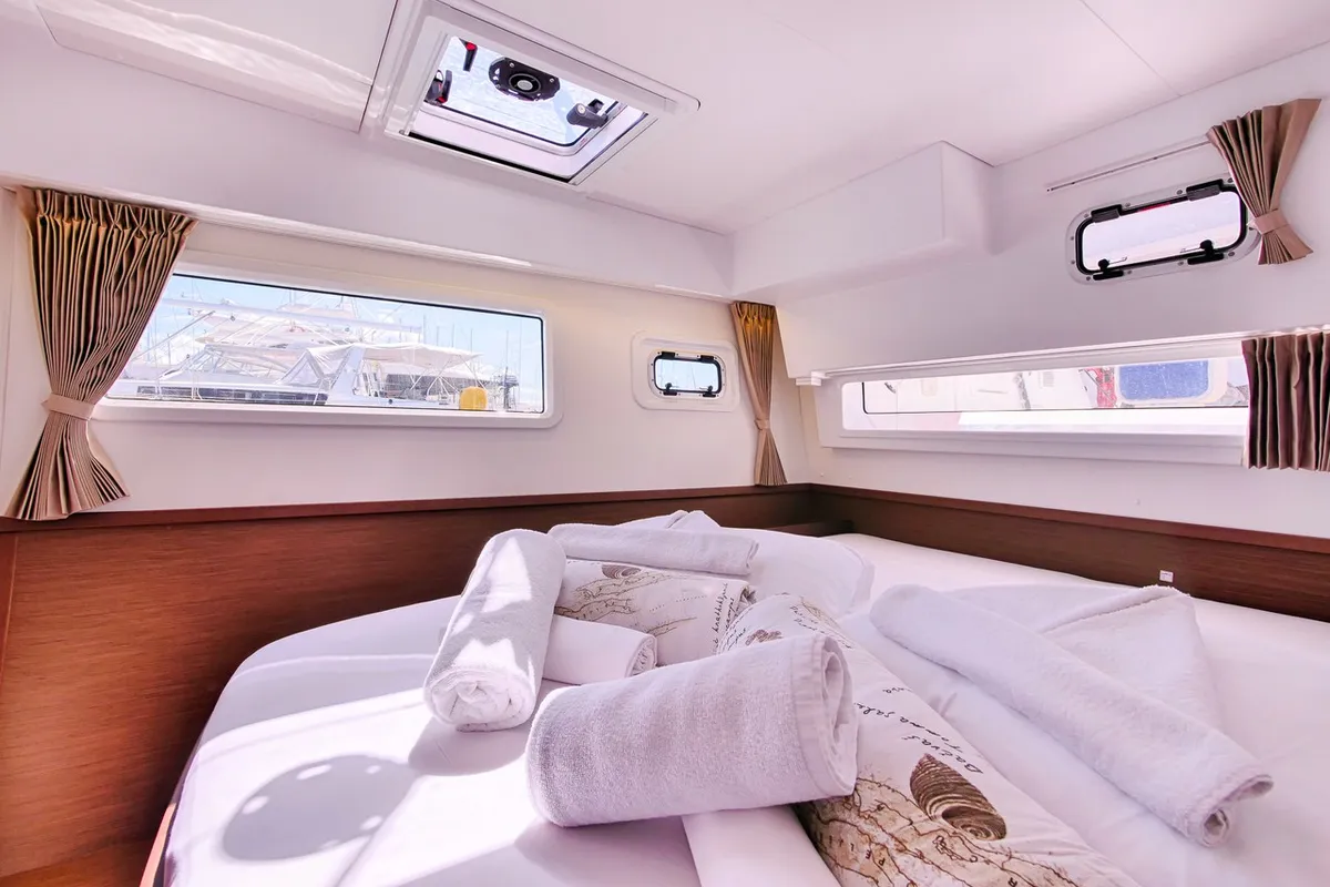 Cabin on Sea Voyager, a Lagoon 42 catamaran at Split, Croatia