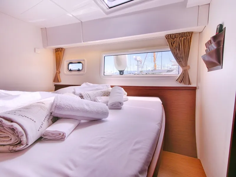 Exterior view of Sea Voyager, a Lagoon 42 catamaran at Split, Croatia